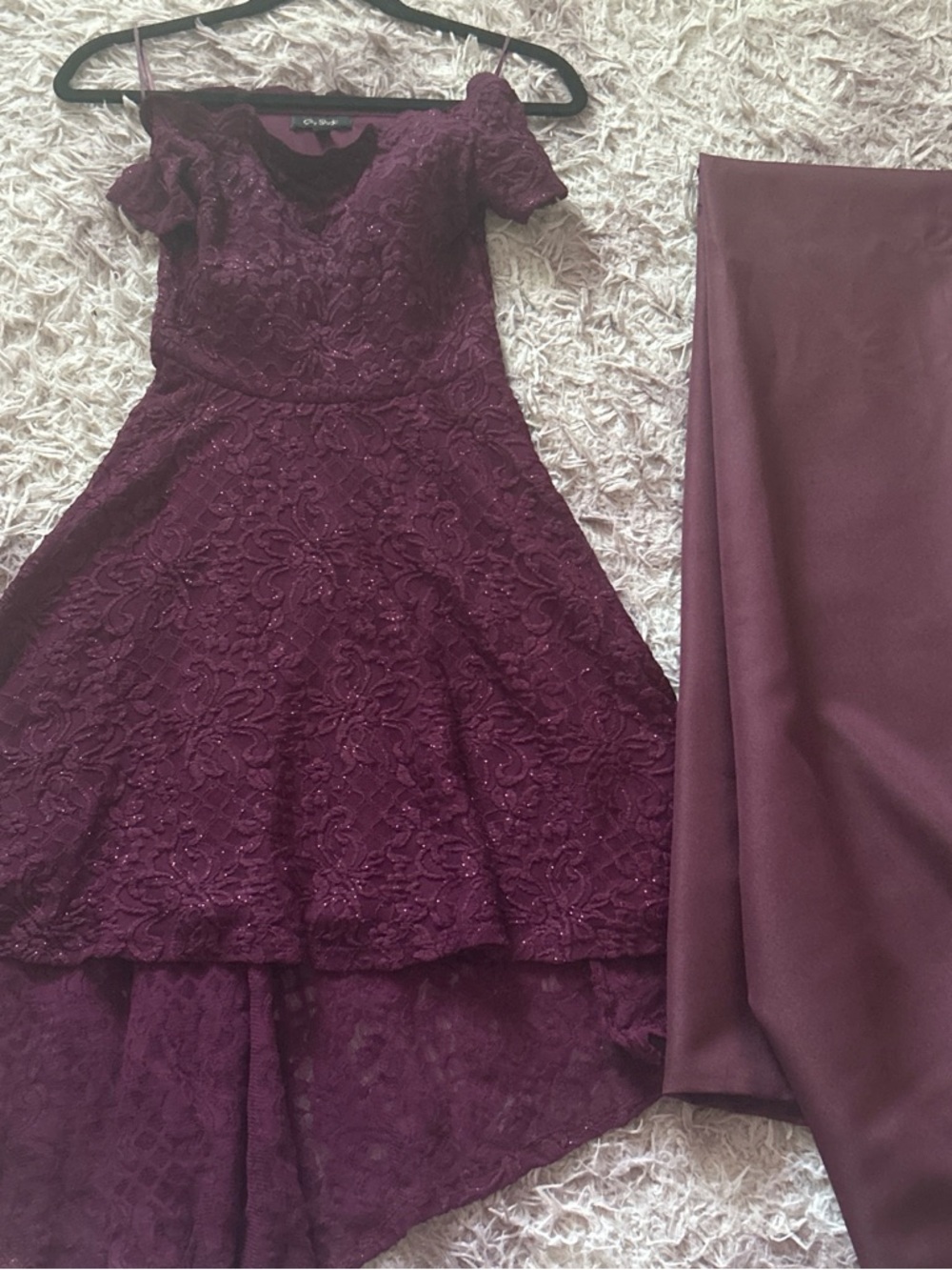 City Studio Plum Lace High-Low Dress